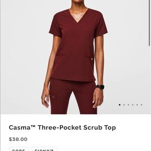 NWT - XXS Figs Casma Three-Pocket Burgundy Scrub Top